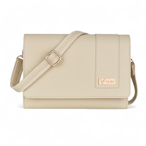 ALSU Women’s Vegan Leather Sling Bag| Stylish Crossbody Purse with Zipper Pocket & Card Slots | Magnetic Closure, Adjustable Strap| Premium Everyday Shoulder Bag for Women & Girls (Peach) - Image 1