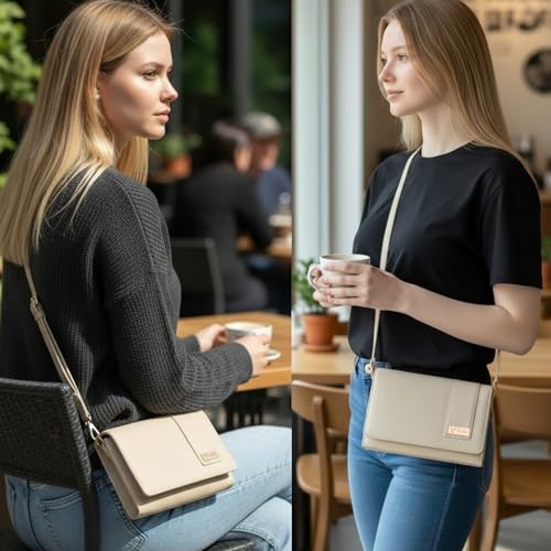 ALSU Women’s Vegan Leather Sling Bag| Stylish Crossbody Purse with Zipper Pocket & Card Slots | Magnetic Closure, Adjustable Strap| Premium Everyday Shoulder Bag for Women & Girls (Peach) - Image 5