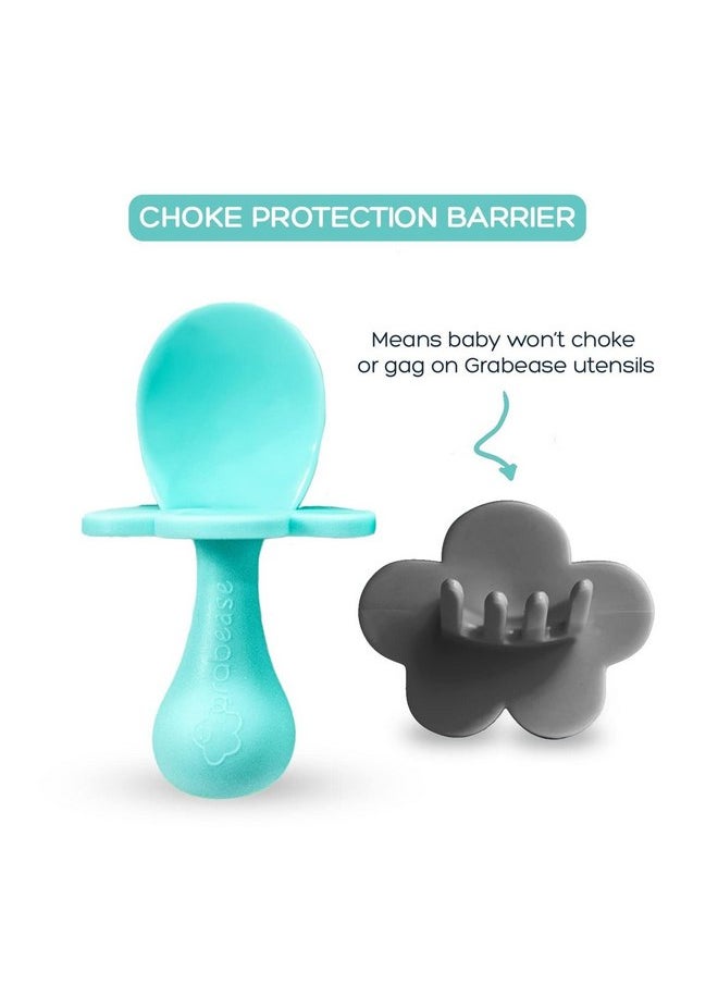 grabease - Grabease Baby Spoons Toddler Utensils Toddler Silverware Baby Utensils, BPA-Free & Phthalate-Free for Baby & Toddler, 2 Sets, Teal and Gray - Image 1