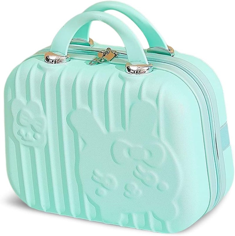 SUNBEET Makeup Case Suitcase, Mini Bag, Mini Hard Shell Travel Luggage, Women Portable Water Proof Carrying Suitcase, Organizer Bag, Small Hard Shell Cosmetic Lugge Bag, Water Proof (C-Pista) - Image 1