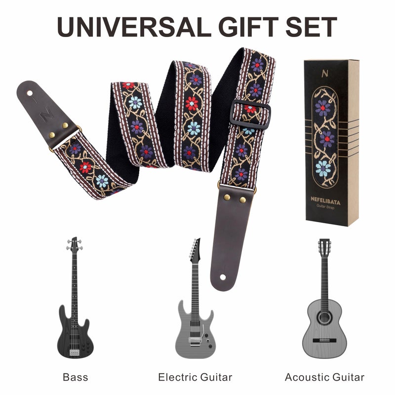 Nefelibata Guitar Strap, 2 Inch Guitar Straps with Full Grain Leather Ends for Bass, Electric and Acoustic Guitars (Free Guitar Accessory Set) - Image 5