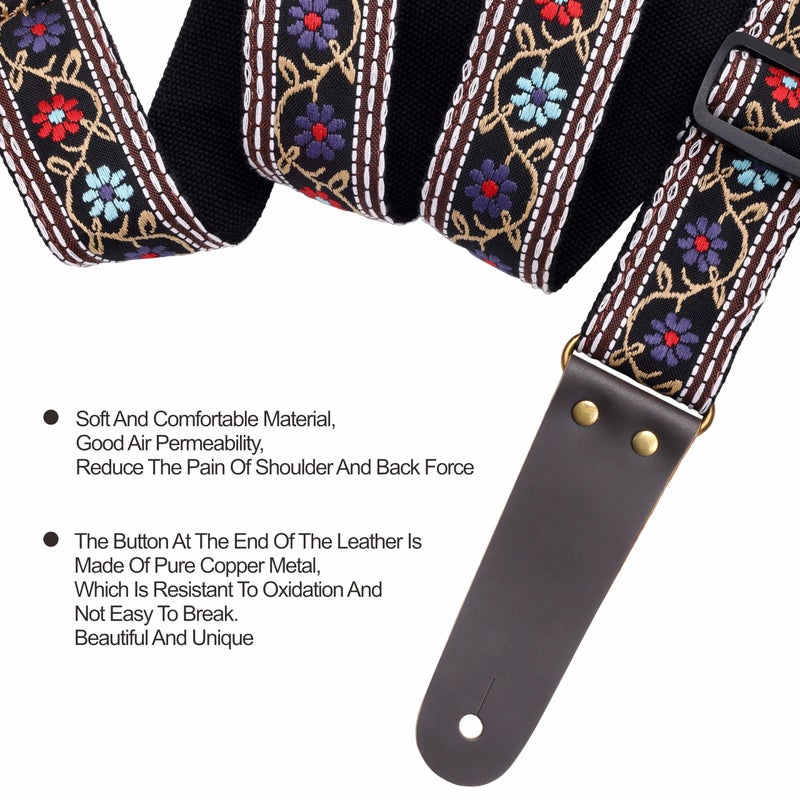 Nefelibata Guitar Strap, 2 Inch Guitar Straps with Full Grain Leather Ends for Bass, Electric and Acoustic Guitars (Free Guitar Accessory Set) - Image 3