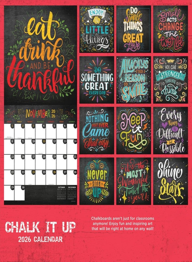 TF Publishing 2026 Chalk It Up Wall Calendar - Large Grids for Appointments and Scheduling - Vertical Monthly Wall Calendar 2026 with Premium Matte Paper for Home and Office Organization - 12in x 12in - Image 3