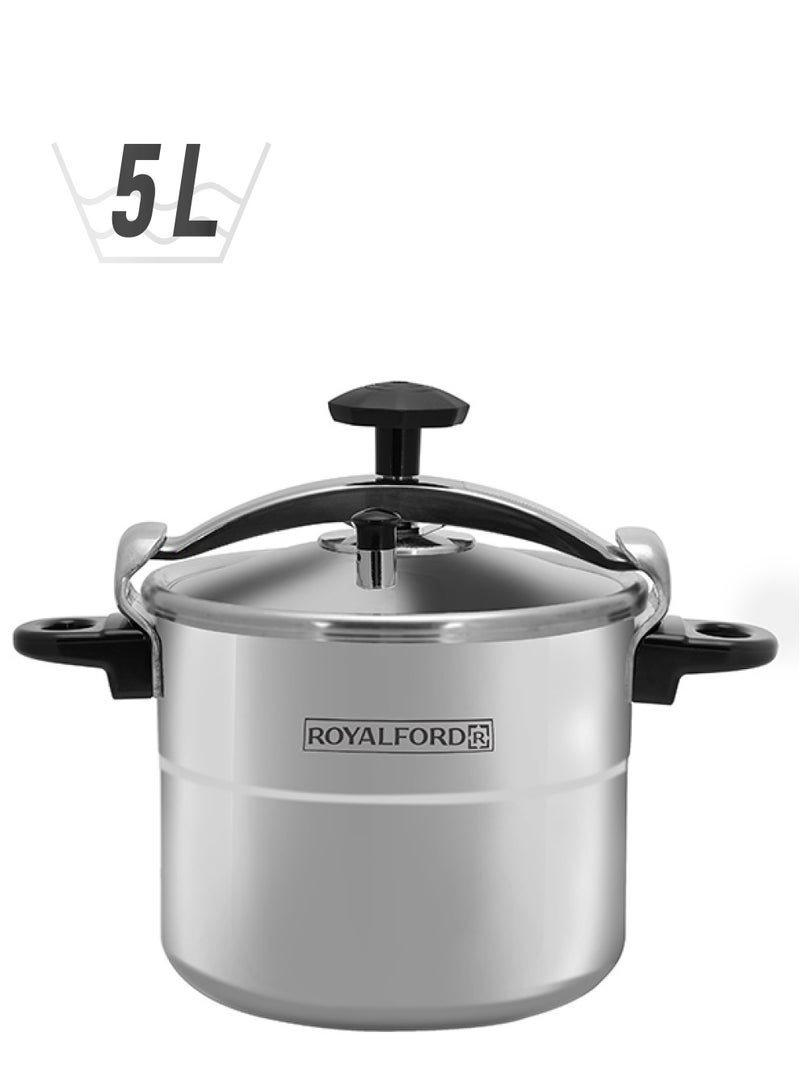 Royalford 5 Litre Alluminium Pressure Cooker Silver - Image 1
