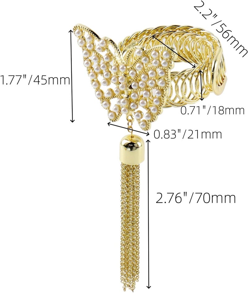 Chinflly 2 Pcs Curtain Tie Backs, No-Drill Gold Butterfly Curtain Holdbacks | Metal, Renter-Friendly, Easy to Use, Drapery Holdback, For Rental House Dorm Home Decor - Image 2