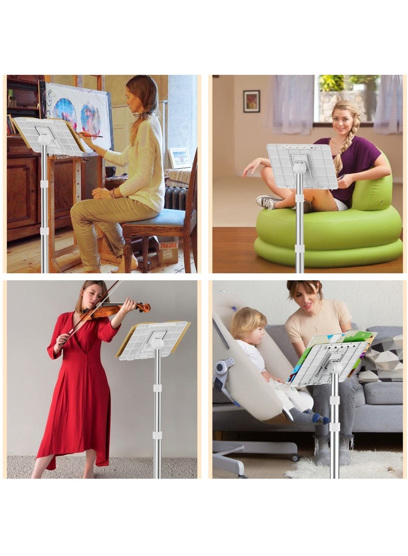 XiuWoo Floor Stand Book Stand for Reading, Rolling Lectern Stand with Wheels, Rolling Laptop Stand Adjustable Height Computer Stand, Tablet Floor Stand with 180° Angle Adjustment - Image 2