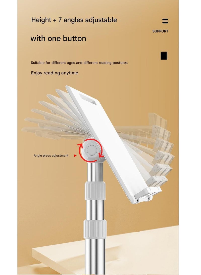 XiuWoo Floor Stand Book Stand for Reading, Rolling Lectern Stand with Wheels, Rolling Laptop Stand Adjustable Height Computer Stand, Tablet Floor Stand with 180° Angle Adjustment - Image 4
