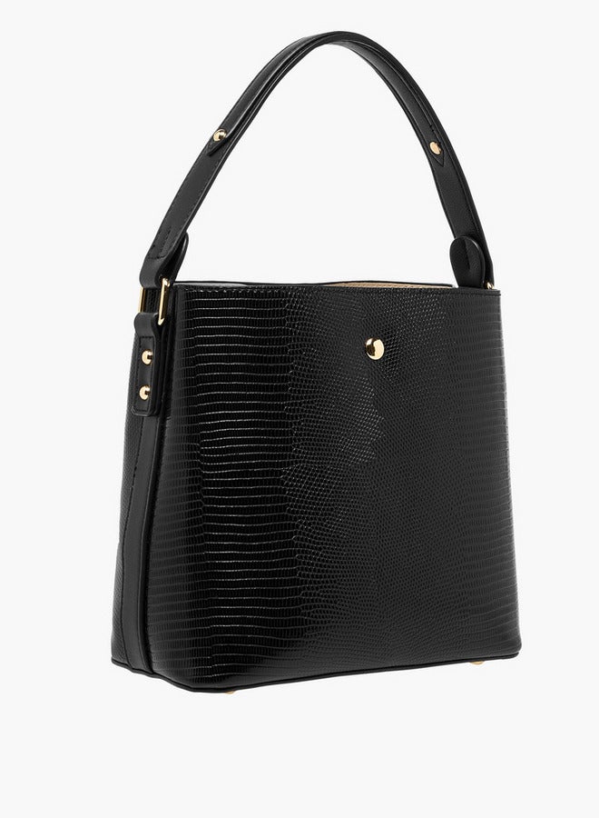 Celeste Women's Textured Shoulder Bag with Zip Closure  - Image 5