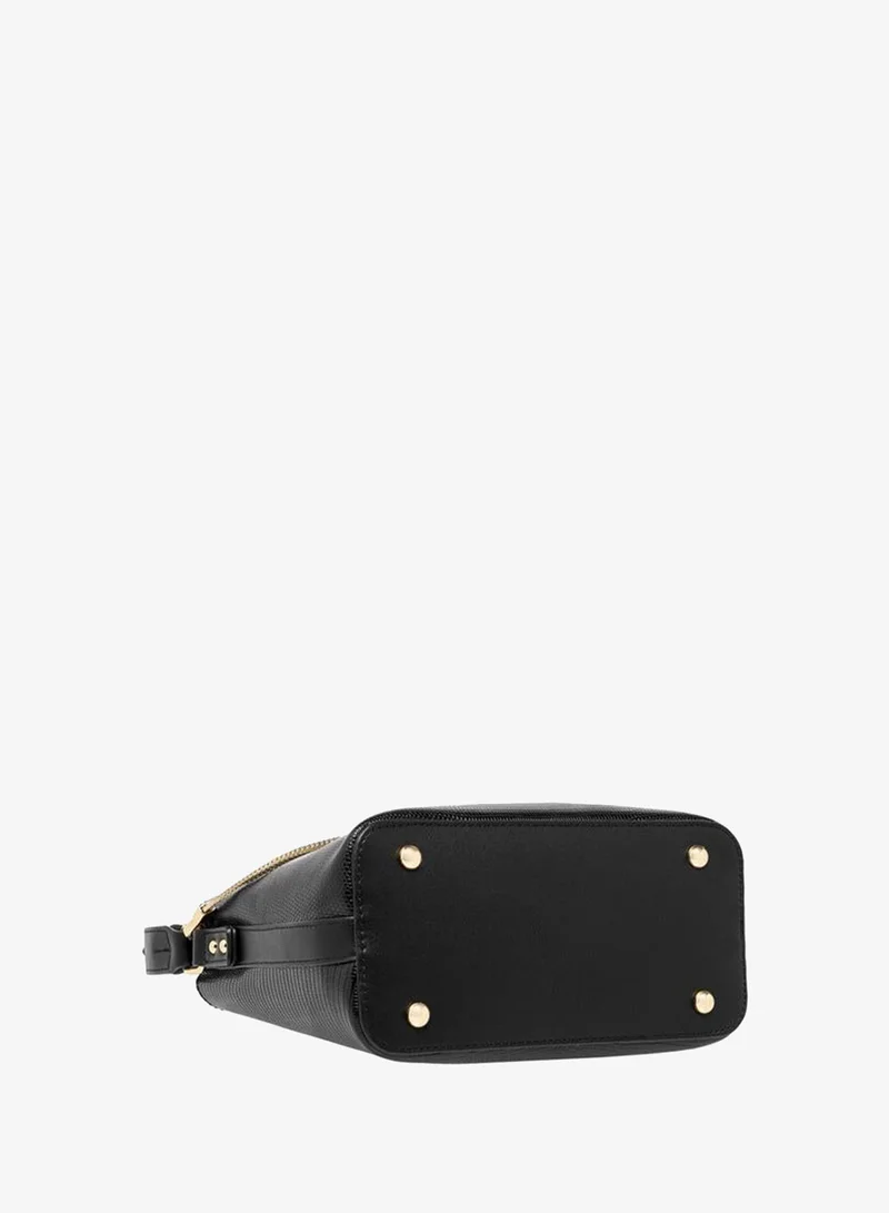 Celeste black Women's Textured Shoulder Bag with Zip Closure for Women | Best Price UAE