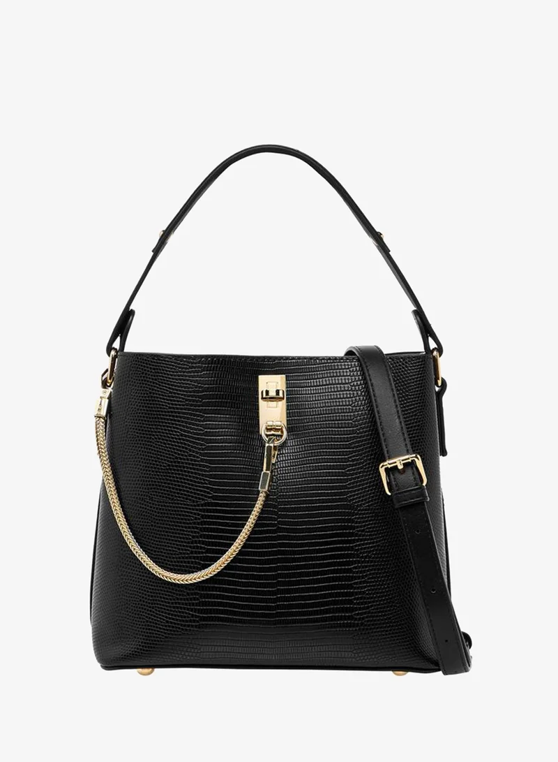 Women's Textured Shoulder Bag with Zip Closure