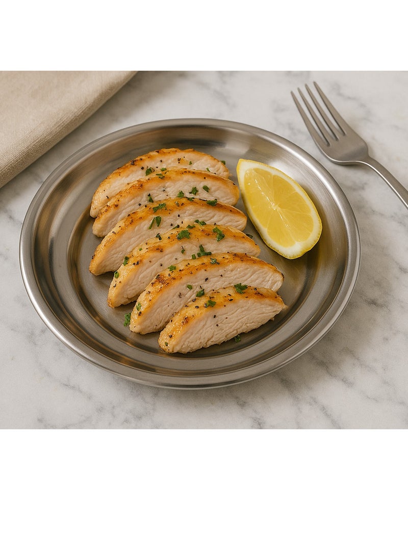 المفرج طقم 6 أطباق وصحون أكل ستانليس ستيل مقاس 26 سم - Image 4