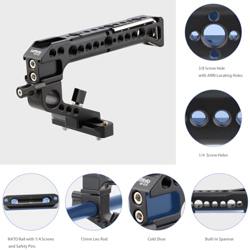 LEFTFOTO Camera Cage Top Handle NATO Rail Standard with 7mm NATO Rail for DLSR Camera Cage,Anti-Off and Quick Release Design. - Image 2