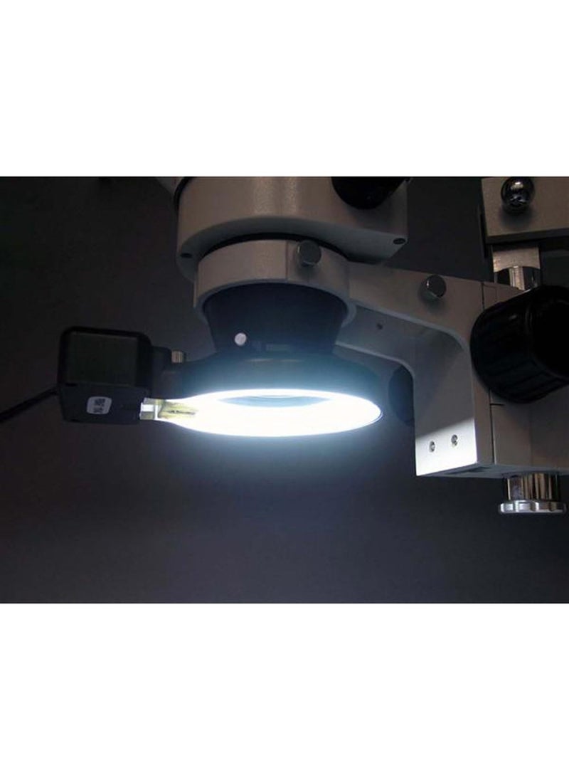 AmScope AmScope SM4BZFRLB Professional Binocular Stereo Zoom Microscope WH10x Eyepieces 35X90X Magnification 07X45X Zoom Objective 8W Fluorescent Ring Light Black DoubleArm Boom Stand 110V120V Includes 05x and 20x Barlow Lenses  - Image 2