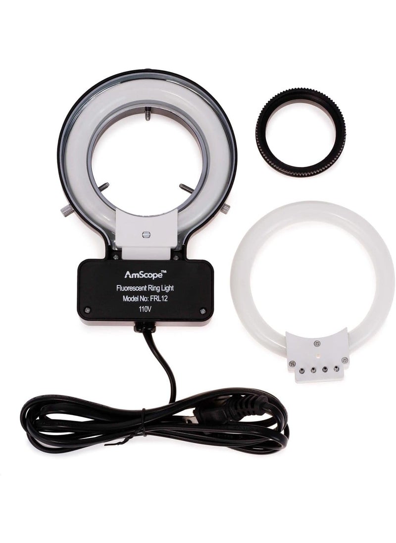 AmScope AmScope SM4BZFRLB Professional Binocular Stereo Zoom Microscope WH10x Eyepieces 35X90X Magnification 07X45X Zoom Objective 8W Fluorescent Ring Light Black DoubleArm Boom Stand 110V120V Includes 05x and 20x Barlow Lenses  - Image 4
