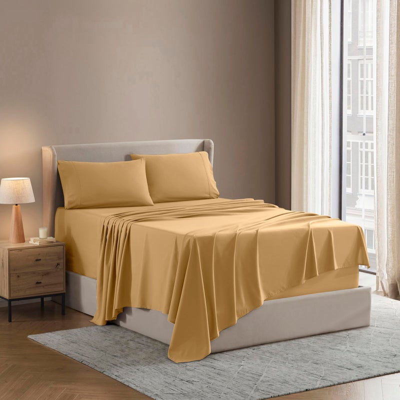 Nestl King Sheet Set - Luxury 1800 Ultra-Soft Microfiber King Bed Sheets - Double Brushed - Deep Pockets - Easy Fit - 4 Piece Set - Bedding Sheets & Pillowcases (King, Camel Gold) - Image 1