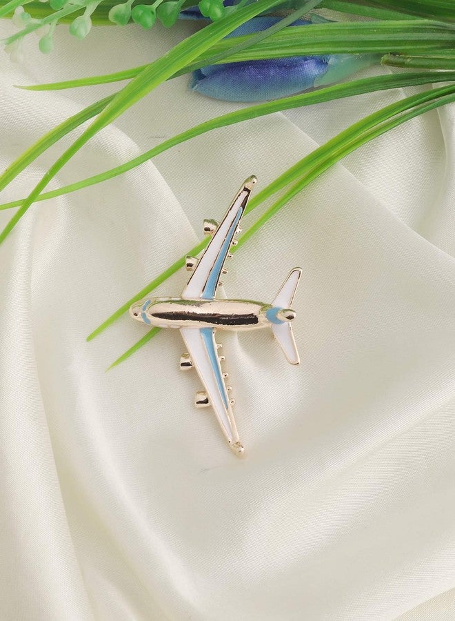 MYOSPARK White Blue Enameled Airplane Aircraft Brooch Aviation Jewelry Plane Gift for Pilot Flight Attendant Air Force Traveler (Airplane Brooch) - Image 3