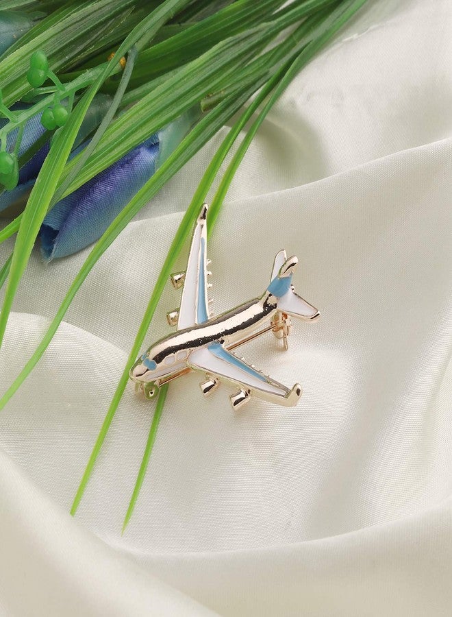 MYOSPARK White Blue Enameled Airplane Aircraft Brooch Aviation Jewelry Plane Gift for Pilot Flight Attendant Air Force Traveler (Airplane Brooch) - Image 5