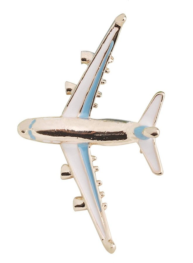 MYOSPARK White Blue Enameled Airplane Aircraft Brooch Aviation Jewelry Plane Gift for Pilot Flight Attendant Air Force Traveler (Airplane Brooch) - Image 2