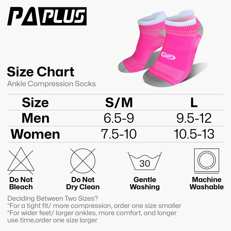 PAPLUS Low Cut Compression Socks for Men and Women, No Show Ankle Running Socks with Arch Support for Plantar Fasciitis, Cyling, Athletic, Flight, Travel, Nurses - Image 3