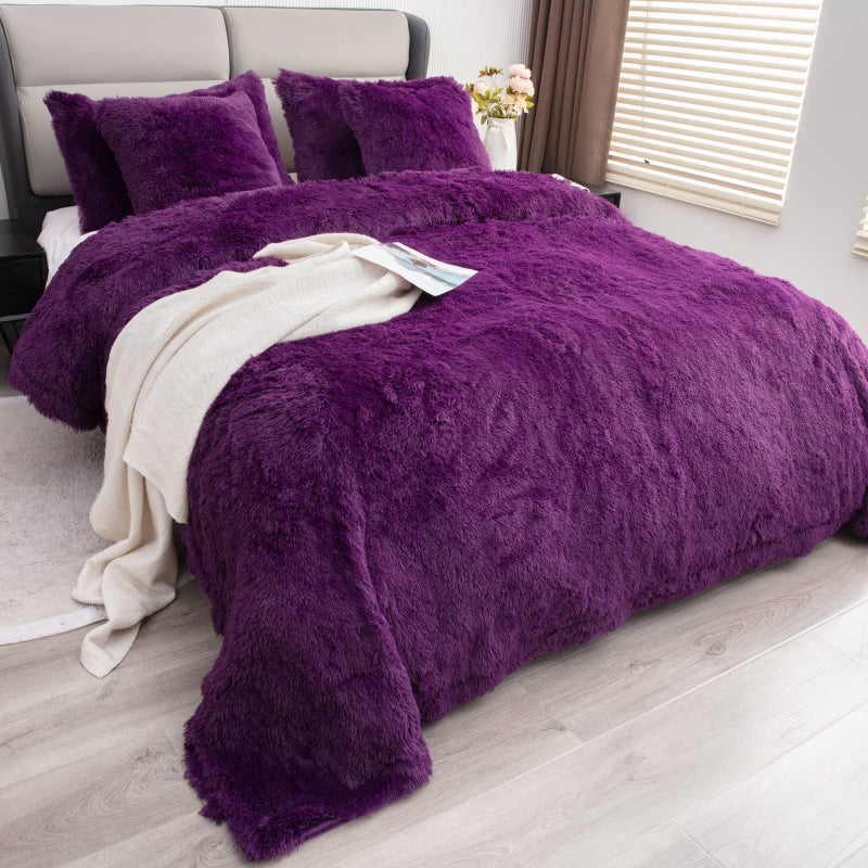 YUSOKI Faux Fur Queen Blanket(Purple 90"" x 90"") Whithout Pillows Winter Lightweight Plush Fuzzy Soft Cozy Microfiber Comfy Bed Blanket for Women Kids Girls Couch Sofa Washable - Image 3