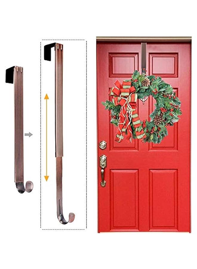 Wreath Hanger, Adjustable Over The Door Wreath Hanger Wreath Holder Wreath Hook for Door  (Bronze,20 lbs)  - Image 1