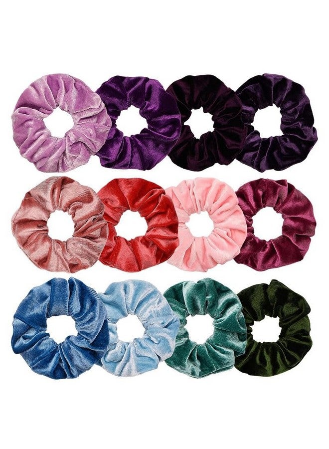 Belicia 12 Pcs Premium Velvet Hair Scrunchies for Women Elastic Hair Bands Soft Ropes Ponytail Holder Hair Ties for Girls Women Hair Accessories（12 Colors） - Image 1