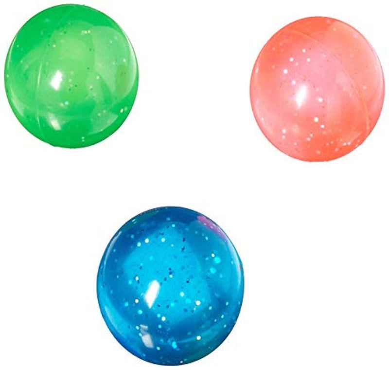 Rhode Island Novelty Rhode Island Novelty 1 Dozen 60mm Assorted Colored Glitter Balls Super Bouncy Ball 