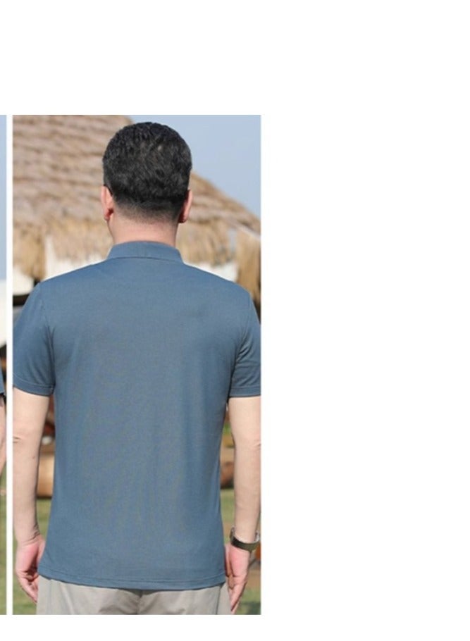 تي شيرت بولو للرجال بأكمام قصيرة من حرير التوت 5A مضاد للبكتيريا - Image 2