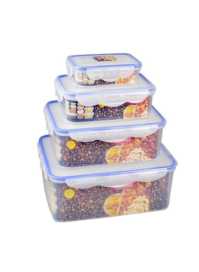 Royalford 4Pcs Food Storage Container Transparent Container | Reusable, Airtight Storage Box with Snap Locking Lid | Freezer Safe| Portable Meal Prep Bento Lunch Box | Portable & Stackable Design Clea