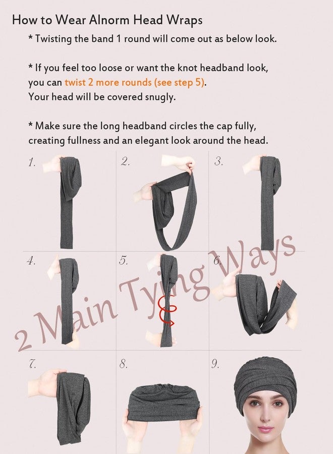 Alnorm Chemo Headwear Viscose Turban Head Wrap Beanie Black - Image 3