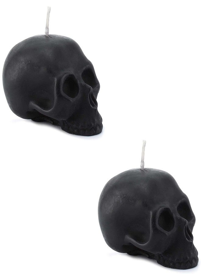 Darware Large Skull Candles (2-Pack, Black); 4.75 x 3-Inch Decorative Themed Candles for Halloween, Horror and Novelty Decor - Image 1