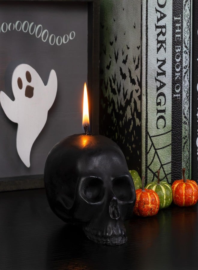 Darware Large Skull Candles (2-Pack, Black); 4.75 x 3-Inch Decorative Themed Candles for Halloween, Horror and Novelty Decor - Image 2