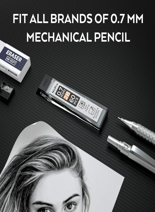 Nicpro 600pcs Mechanical Pencil Refills 0.7 mm, Break Resistant Mechanical Pencil Refills 2B, 60 Pack Per Tube, 10 Tubes - Image 3