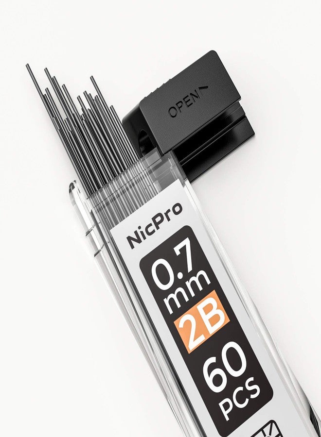 Nicpro 600pcs Mechanical Pencil Refills 0.7 mm, Break Resistant Mechanical Pencil Refills 2B, 60 Pack Per Tube, 10 Tubes - Image 2
