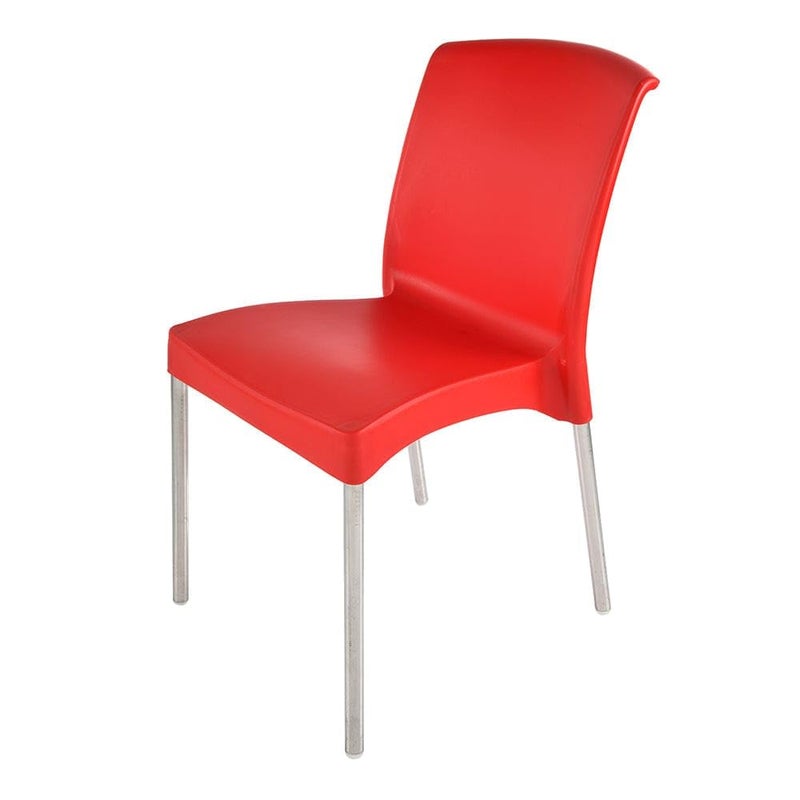 Attro Supreme Hybrid Premium Chair with PP seat SS Legs Without Arms for RestaurantCafeteriasHome OfficeStylish ComfortableRed