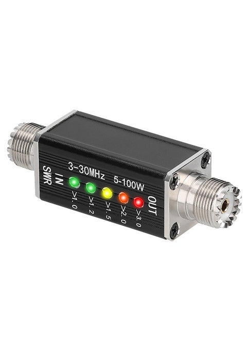 LED SWR Meter 3-30MHz Frequency Shortwave Standing Waves Indicator with 5 LEDs M Female Interface