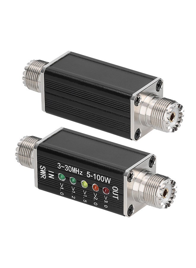 Generic - LED SWR Meter 3-30MHz Frequency Shortwave Standing Waves Indicator with 5 LEDs M Female Interface - Image 1