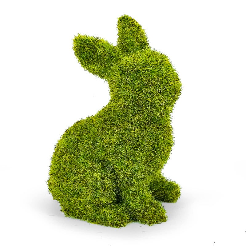 MicoSim Easter Bunny Decorations,Resin Moss Bunny Figurine,Garden Artificial Moss Rabbit Easter DÃ©cor Easter Party Favors Gifts(Medium Sit) - Image 1