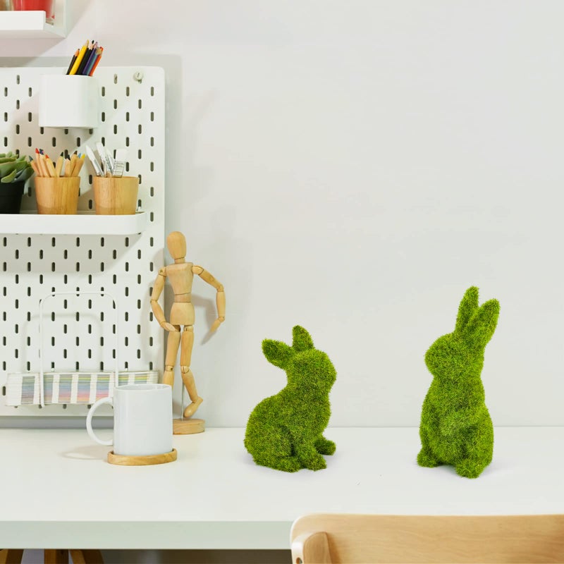 MicoSim Easter Bunny Decorations,Resin Moss Bunny Figurine,Garden Artificial Moss Rabbit Easter DÃ©cor Easter Party Favors Gifts(Medium Sit) - Image 4
