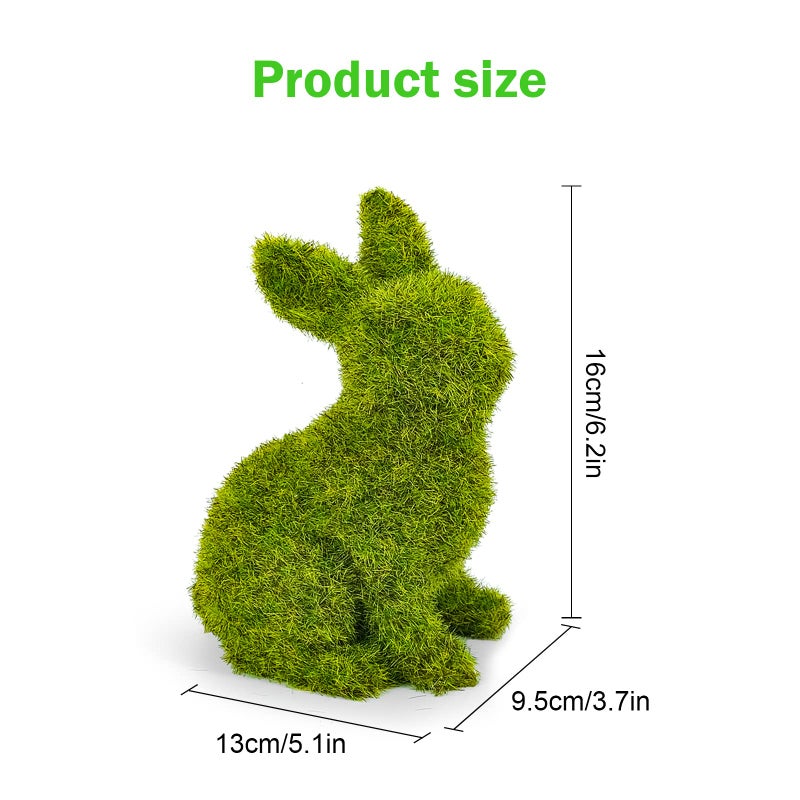 MicoSim Easter Bunny Decorations,Resin Moss Bunny Figurine,Garden Artificial Moss Rabbit Easter DÃ©cor Easter Party Favors Gifts(Medium Sit) - Image 2