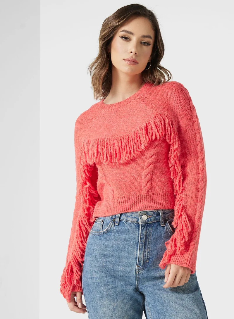 ONLY Fringe Detail Knitted Sweater