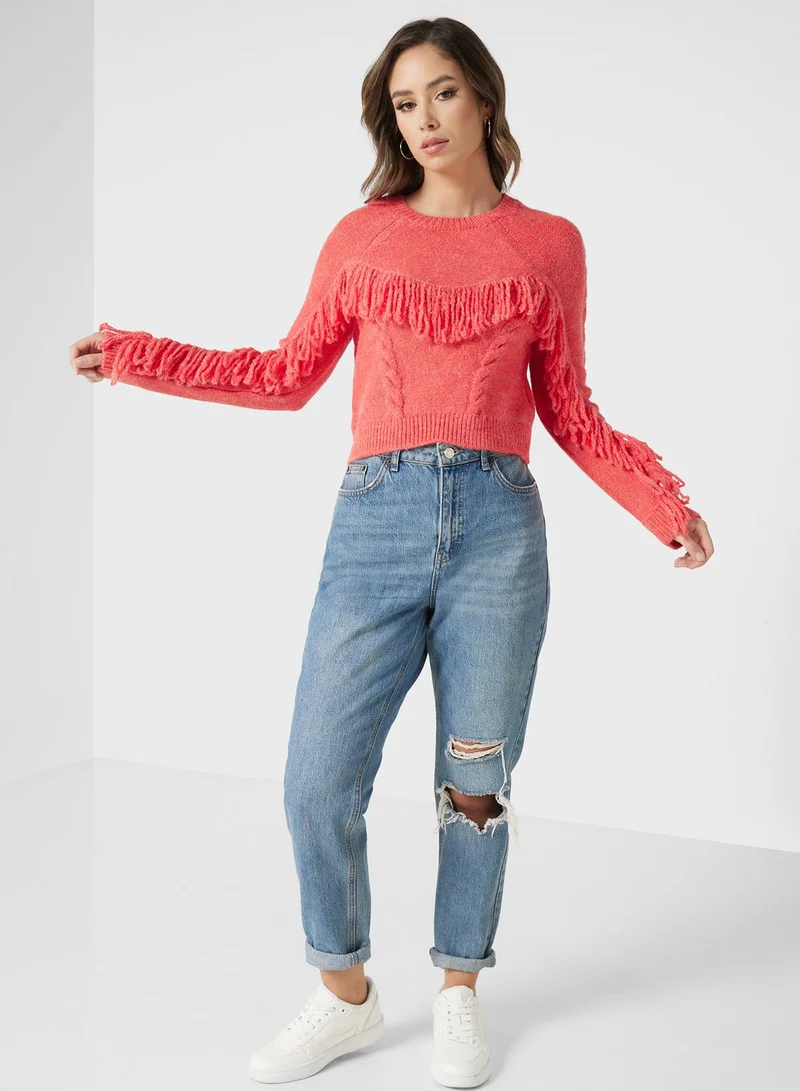 ONLY Fringe Detail Knitted Sweater