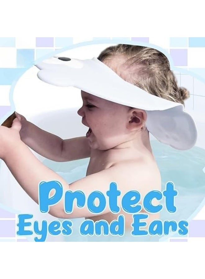Adjustable Silicone Shampoo Cap, Soft Waterproof Shampoo Cap with Earmuffs, Protective Shower Cap for Hair Washing, Keeps Water Out of Eyes During Bath Time (Light Blue) - Image 3