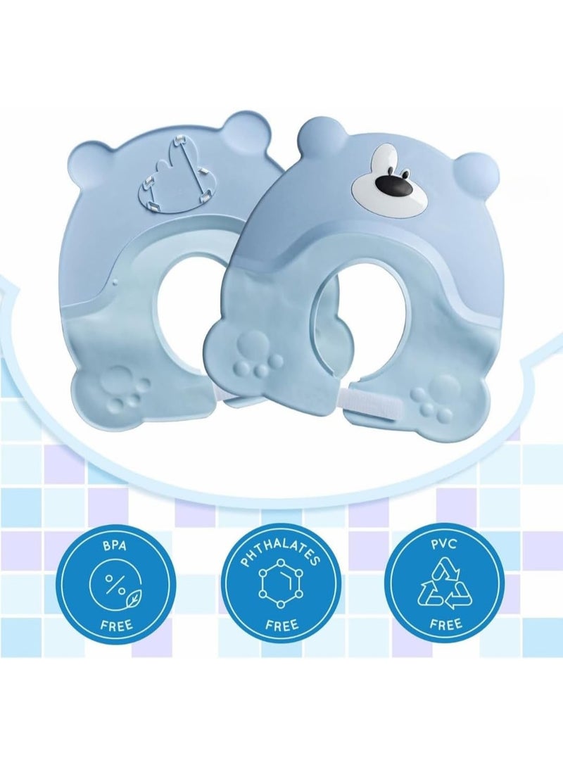 Adjustable Silicone Shampoo Cap, Soft Waterproof Shampoo Cap with Earmuffs, Protective Shower Cap for Hair Washing, Keeps Water Out of Eyes During Bath Time (Light Blue) - Image 5