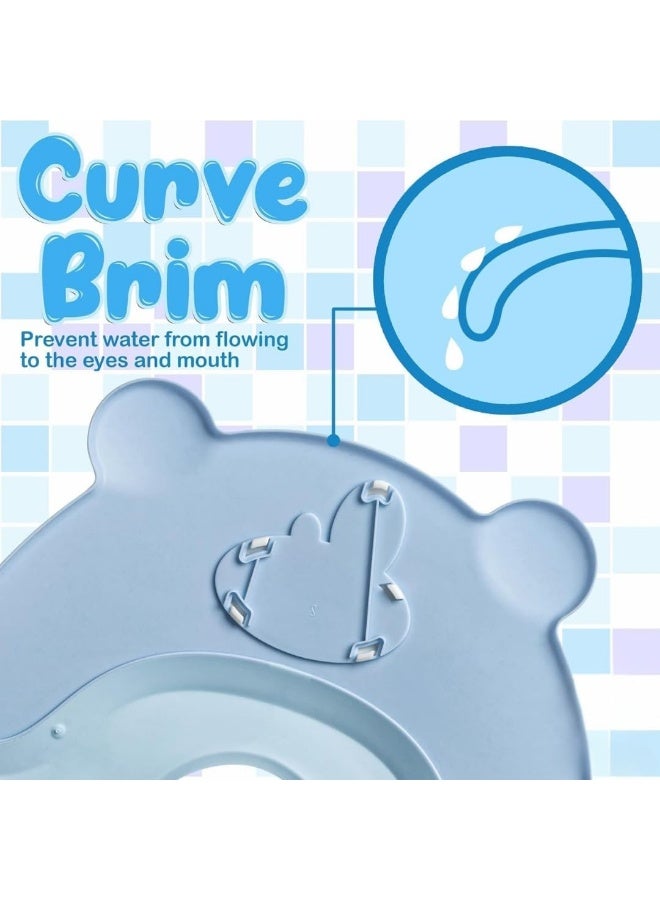 Adjustable Silicone Shampoo Cap, Soft Waterproof Shampoo Cap with Earmuffs, Protective Shower Cap for Hair Washing, Keeps Water Out of Eyes During Bath Time (Light Blue) - Image 4