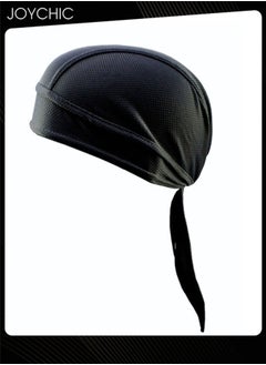 Joychic Sweat Wicking Men Mesh Head Wraps Long Tail Breathable Hijab Helmet Liners Pirate Hats for Outdoor Cycling Motorcycle Black  - Image 1