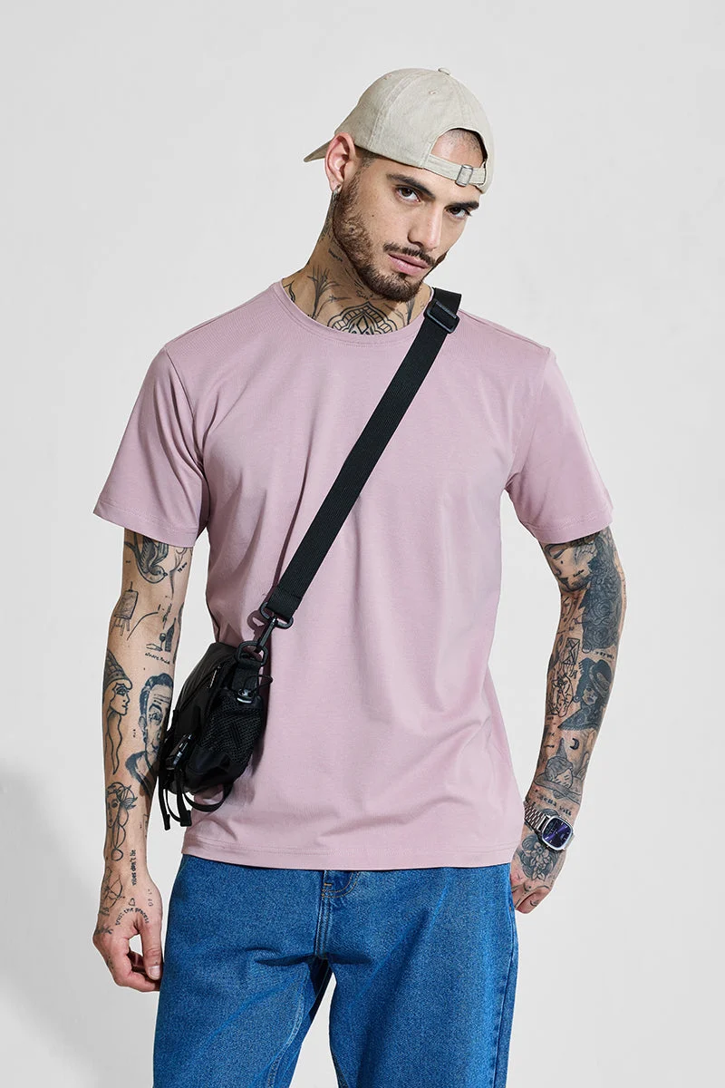 SNITCH Slim Fit 4-Way Stretch Pastel Pink T-Shirt