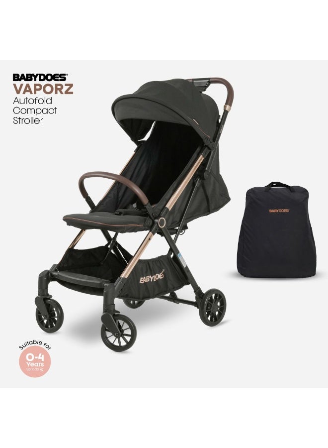 BABYDOES VAPORZ Stroller - Gold Frame, 5-Point Harness, Adjustable Seat & Footrest, 0-4 Y, Black - Image 1