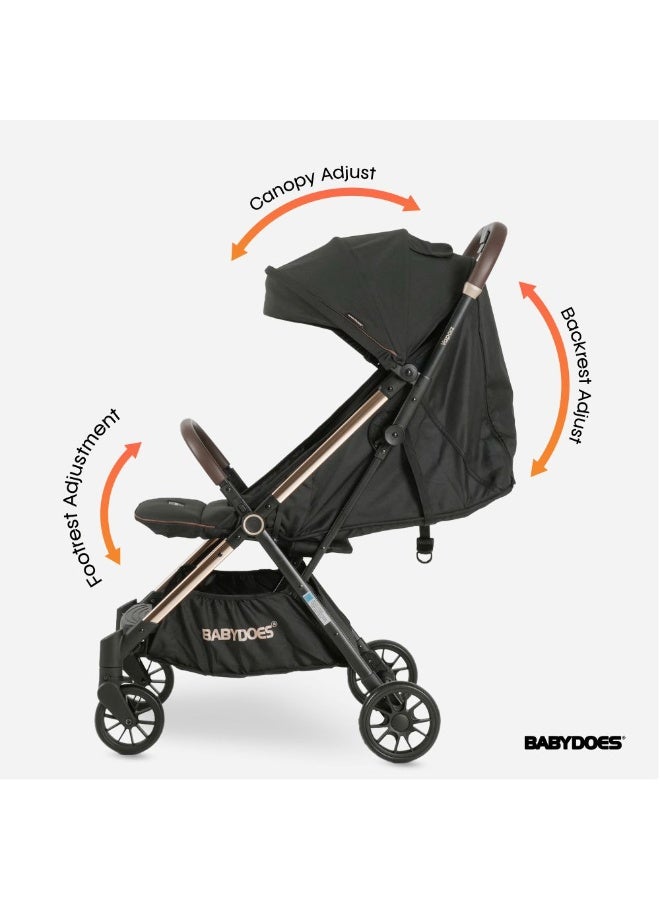 BABYDOES VAPORZ Stroller - Gold Frame, 5-Point Harness, Adjustable Seat & Footrest, 0-4 Y, Black - Image 4