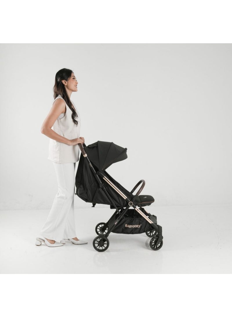 BABYDOES VAPORZ Stroller - Gold Frame, 5-Point Harness, Adjustable Seat & Footrest, 0-4 Y, Black - Image 5